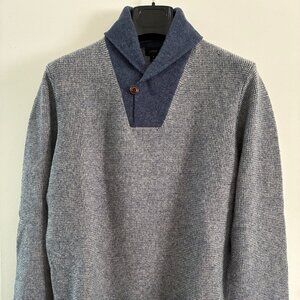 NEW. Never worn. JCrew 100% wool shawl collar sweater. Size Medium